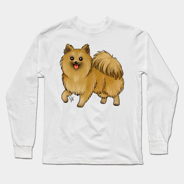 Dog - Pomeranian - Brown Long Sleeve T-Shirt by Jen's Dogs Custom Gifts and Designs